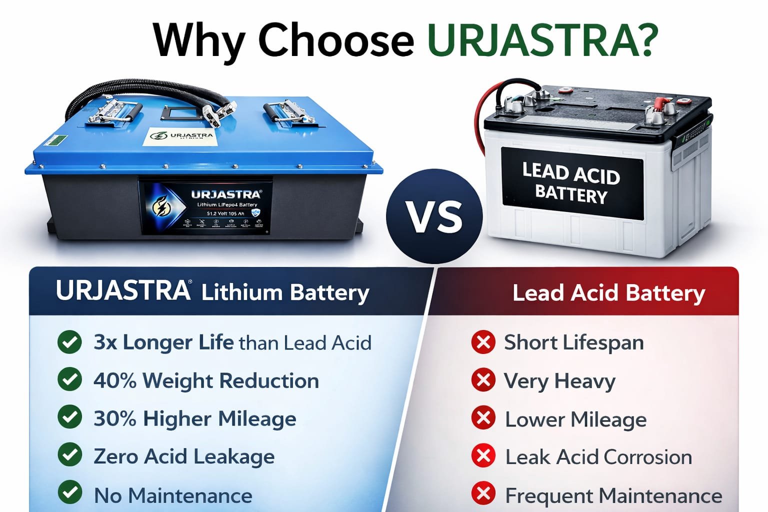 URJASTRA™ 51.2V 105Ah LiFePO4 Lithium Battery for E-Rickshaw | 3 Year Warranty | 3000+ Cycles | Smart BMS | 120KM Range - Image 6