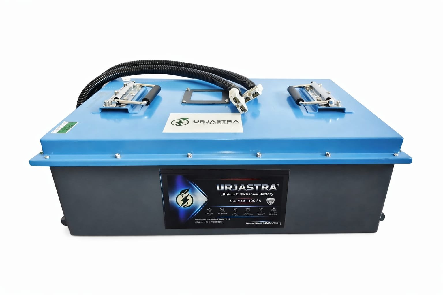 URJASTRA™ 51.2V 105Ah LiFePO4 lithium battery for e-rickshaw with smart BMS and heavy-duty metal casing